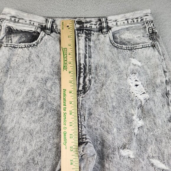American Eagle Jeans Womens 14 Distressed Mom Gray Acid Wash Stretch Denim Pants - Picture 4 of 11